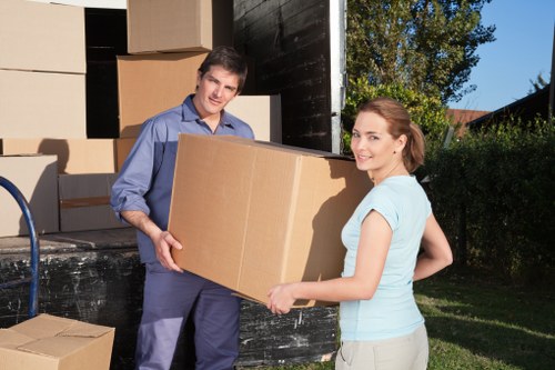 Labelled office boxes and equipment for a Sudbury move